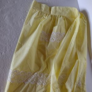 Apron Homemade Yellow With Pocket and Lace.
